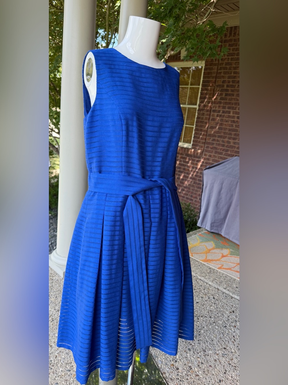 Tommy Hilfiger Royal Blue Belted Fit & Flare Boat Neck Line Dress Size 8